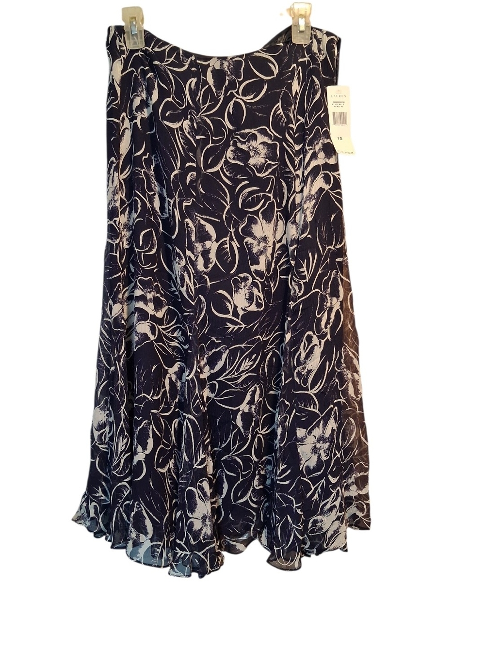 Ralph Lauren Navy and Cream Floral Circle Skirt